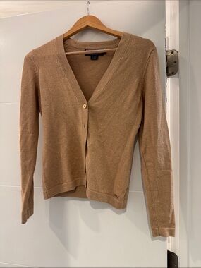 Vineyard Vines Tan V-Neck Lightweight Cardigan